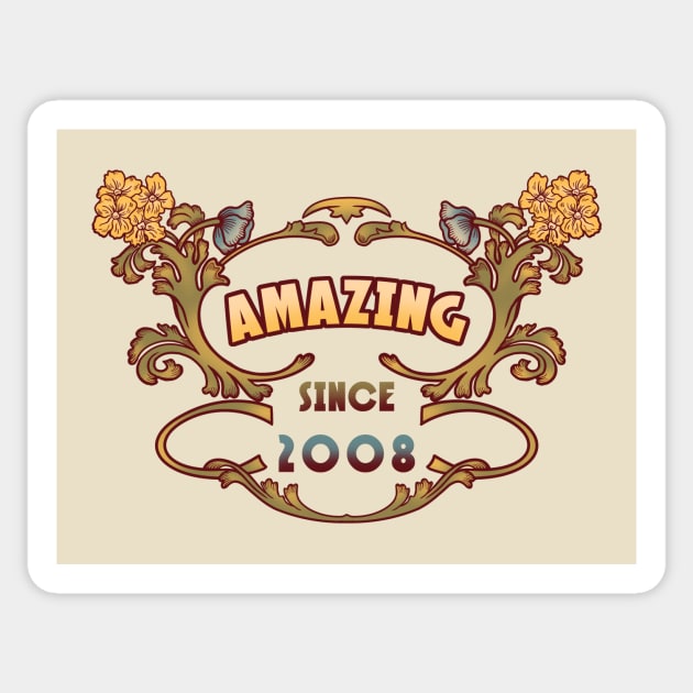 AMAZING SINCE 2008 art nouveau birthday gift idea Sticker by leepianti